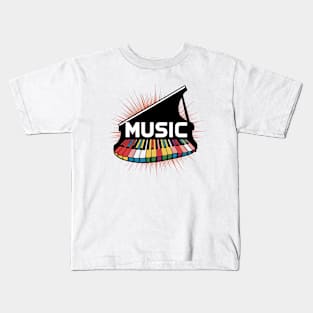 Piano Vector & MUSIC Text Graphic Kids T-Shirt